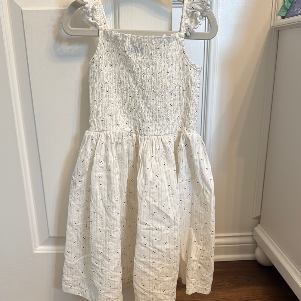 Charming White Kids Dress with Ruffle Straps - Picture 4 of 4